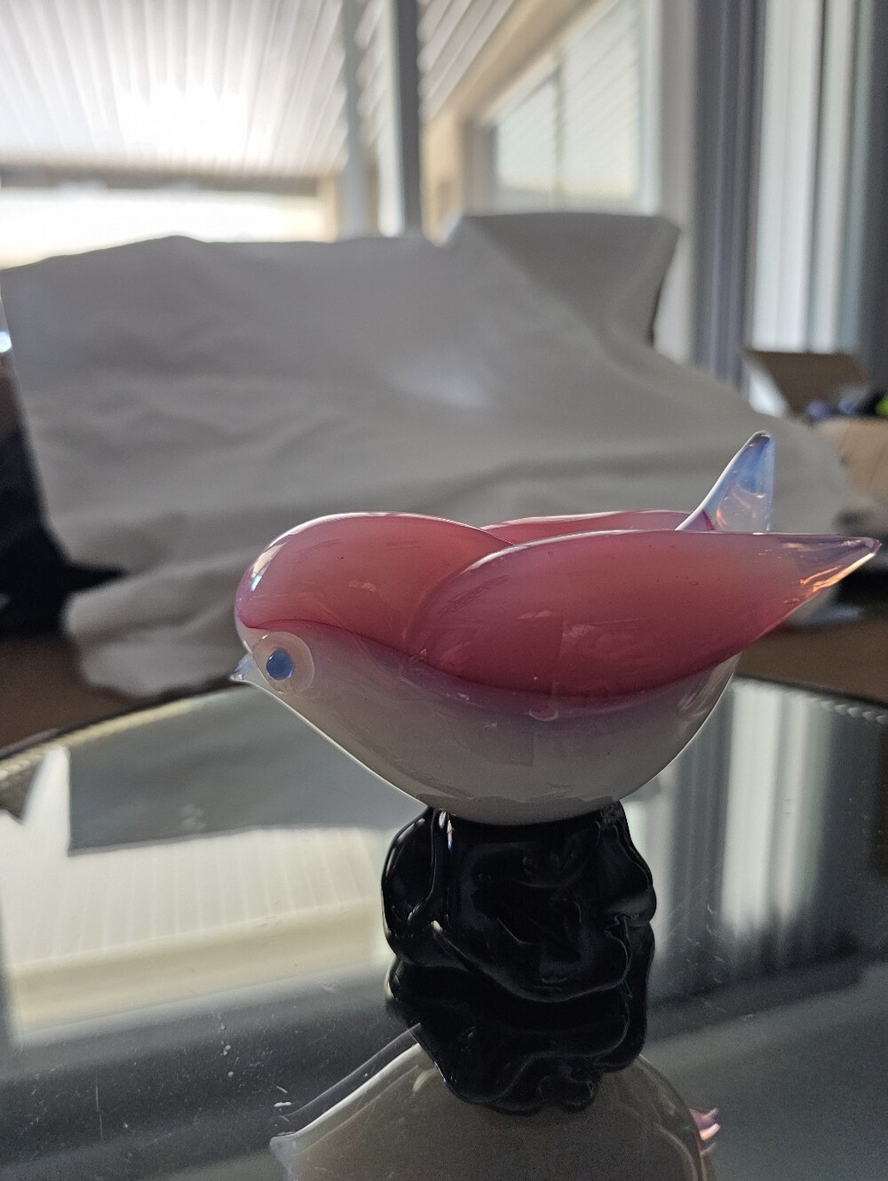 MCM Italy Murano Happy Pink Glass Bird Figurine Vintage - Picture 5 of 7